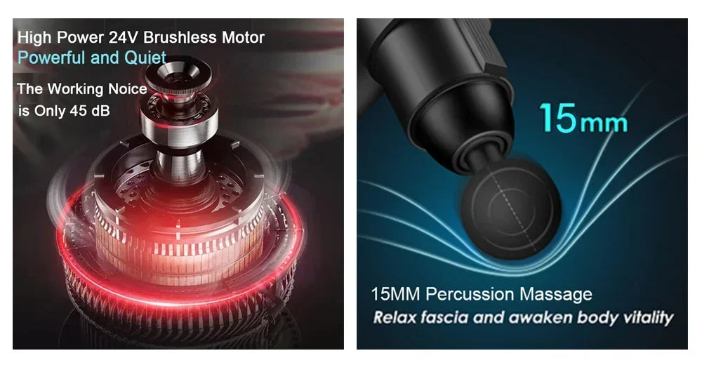 24V Professional Massage Gun With Hot And Cold Compress Electric 12Head High Frequency Fascia Gun Deep Tissue Neck Relax Fitness