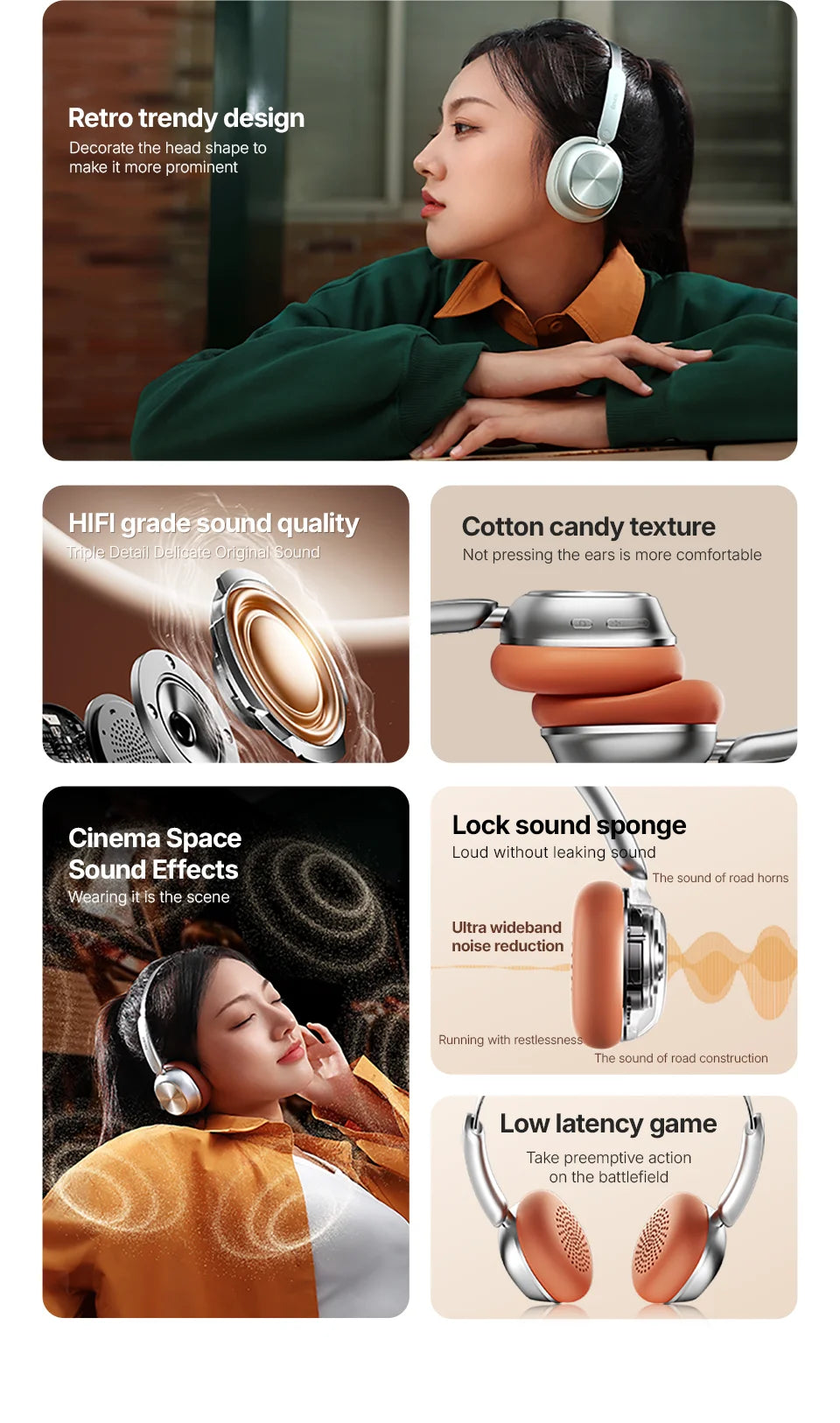 D20S Retro Headband Headphones Bluetooth 5.4 Sport Earbuds HiFi Sound Noise Cancelling Headband Earphones for Running