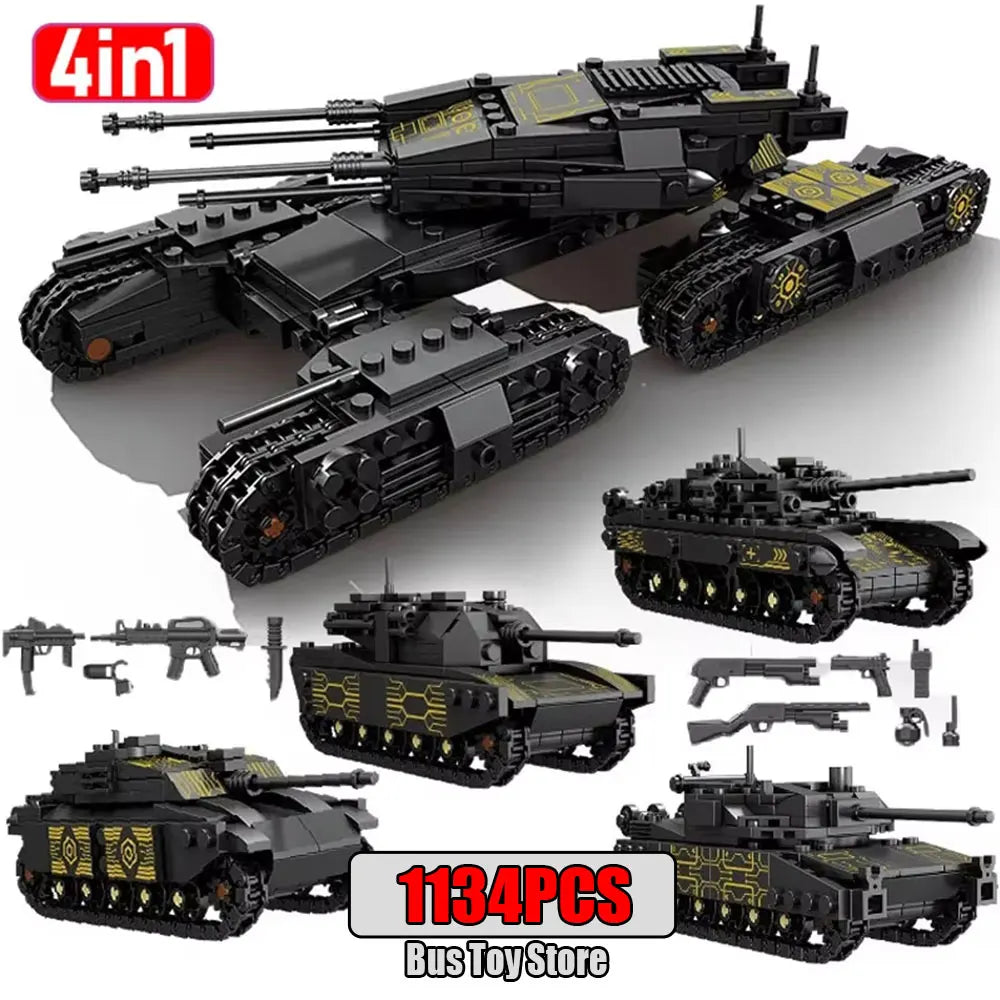 BMPT Terminator Tank KV-2 T-34 Tiger I WW2 Military Classic Model Building Blocks Bricks Boy  Toys for Christmas Gifts