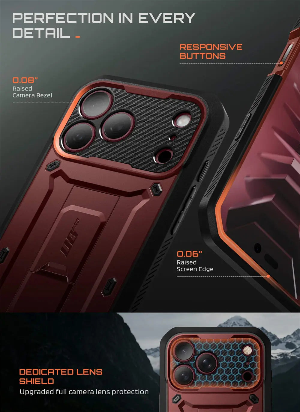 Full Body Rugged Phone Case with Built In Screen Protector and Belt Clip Holster for iPhone 17 Pro Max and iPhone 18 Pro Max