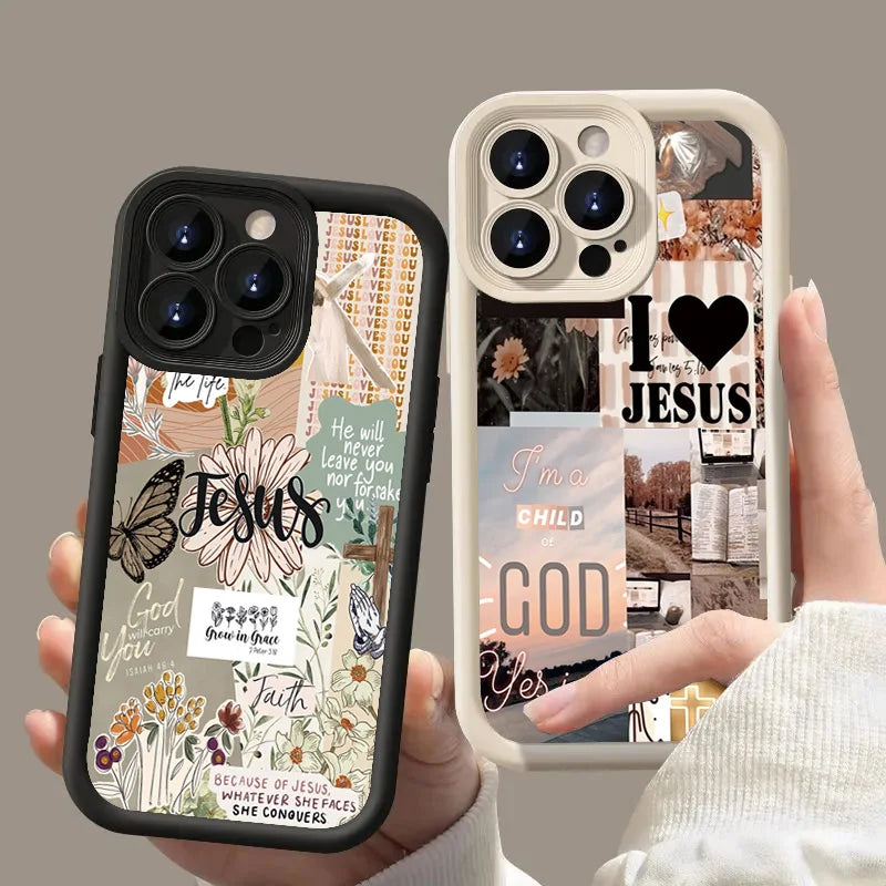Jesus Collage Pattern Thick Shockproof Phone Case For iPhone 17 16 Pro Max Air 16E 15 14 Cover