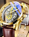 Men Watch Skeleton Quartz Wristwatch Gold Skeleton Retro Man Watch Top Brand Luxury Clock Watches