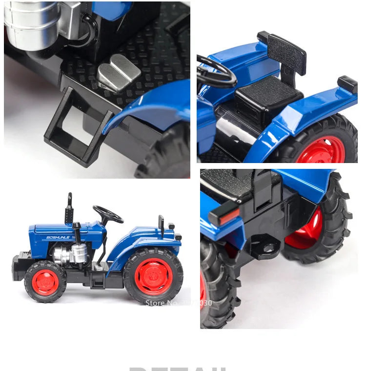 1/32 Scale farm Tractor Alloy Toy Model Car Diecast with Light Music Rubber Tires Tractors Vehicles
