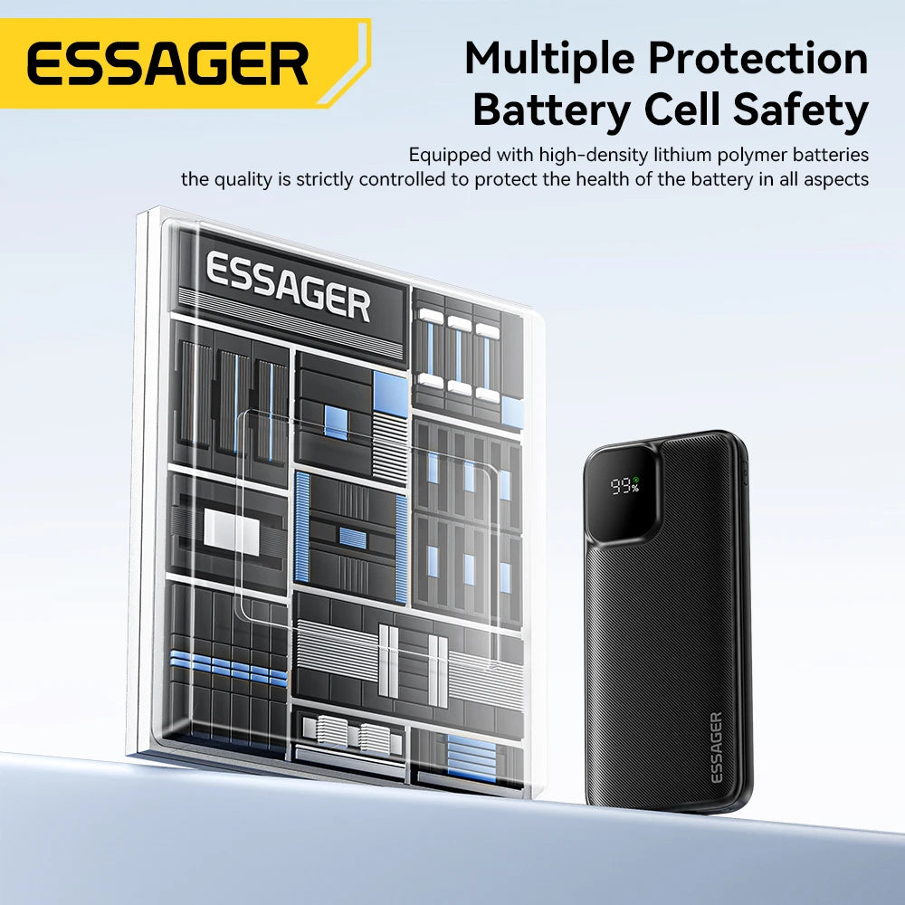 20000mAh Power Bank 22.5W PD Fast Charging with Built-in Type-C & Lightning Cables Digital Display Portable Charger