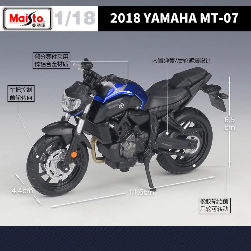 1 18 Scale Yamaha MT 07 2018 Diecast Motorcycle Model
