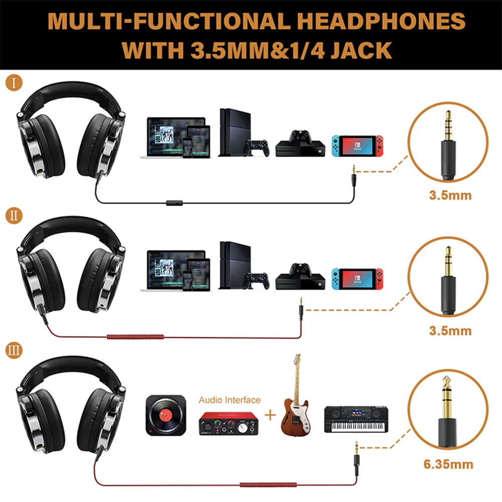 Wired Headphones Professional Studio Pro 10/30/50 DJ Headphones With Microphone Over Ear HiFi Hi-Res Monitor Headset