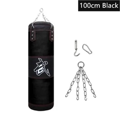 100/120cm Unfilled Heavy Punching Bag Professional Boxing Sandbag with Hanging Accessorie for MMA Muay Thai Kickboxing Taekwondo