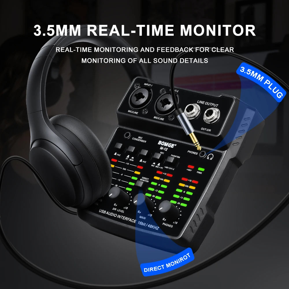 M12 2 Channel USB Audio Interface for Recording and Streaming