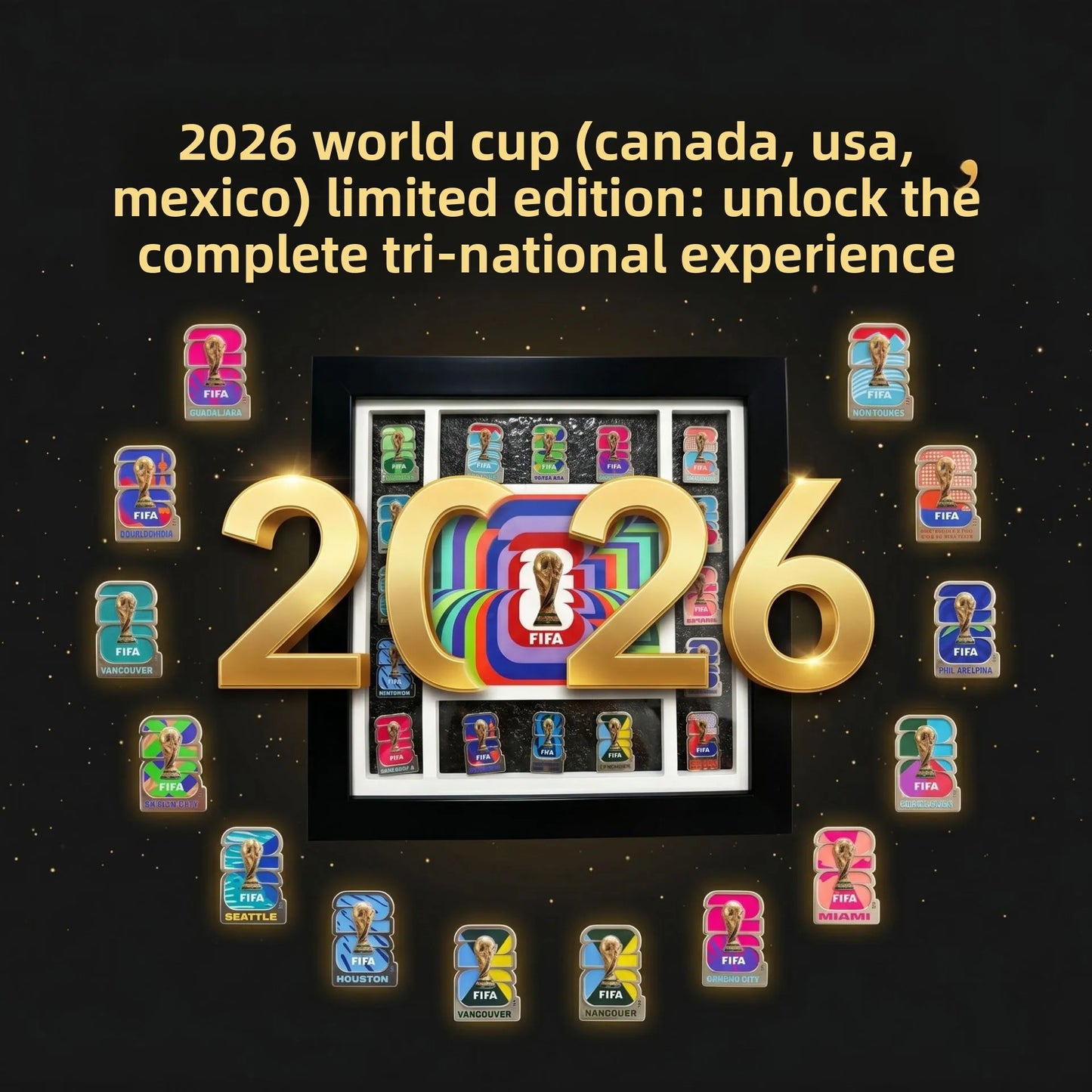 2026 Football Badge Collection Display Frame Soccer Fan Memorabilia Decor