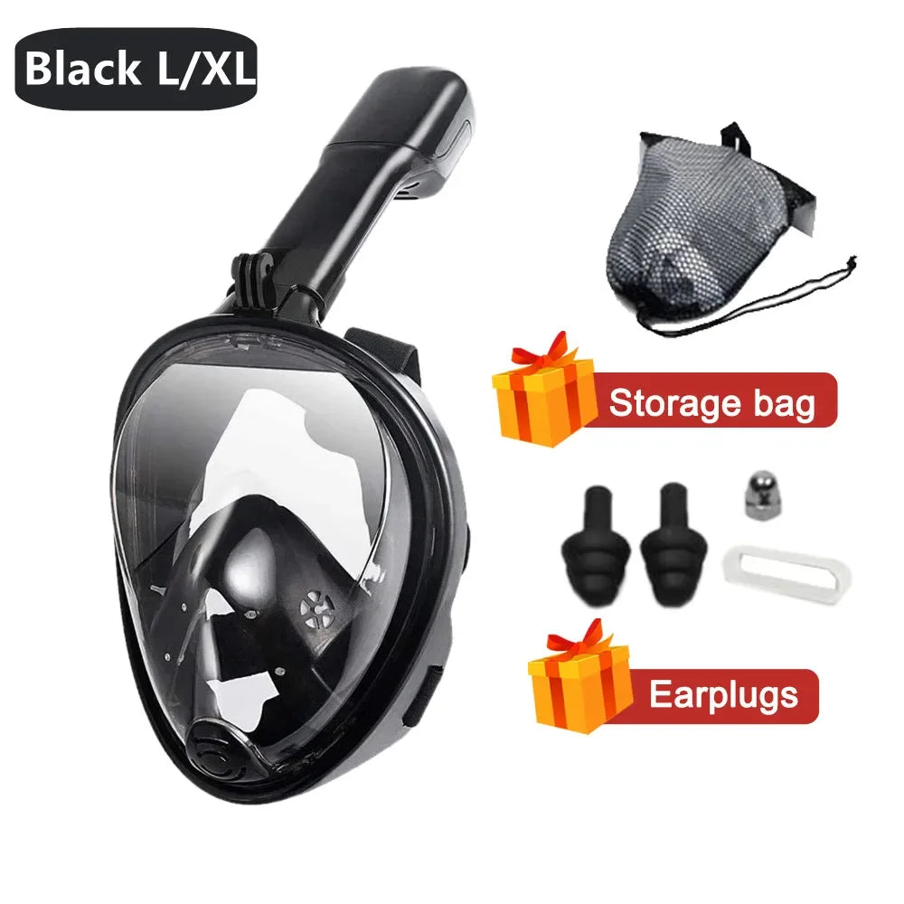 Underwater Snorkeling Full Face  Swimming Mask Set Scuba Diving Respirator Masks Anti Fog Safe Breathing for Adult