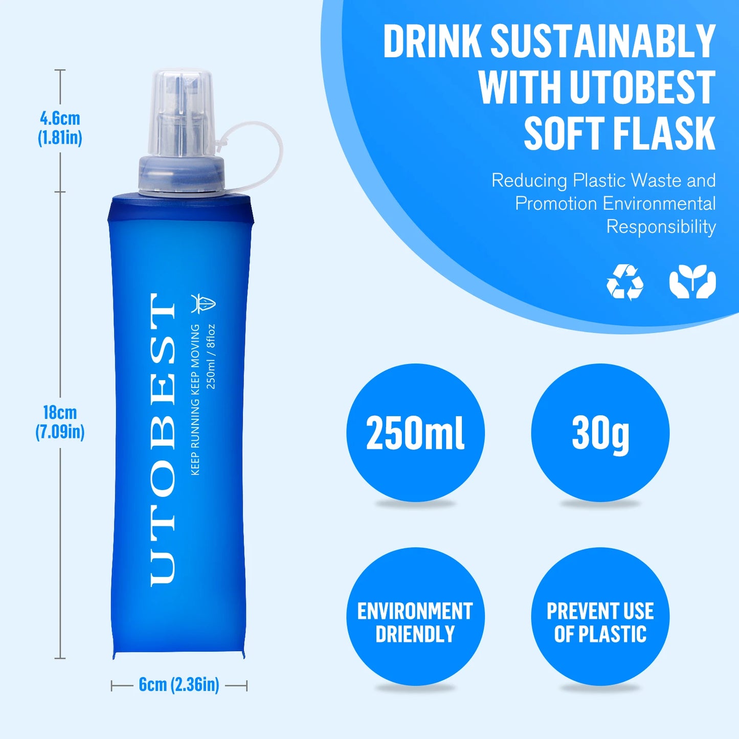 250ml 350ml 500ml Soft Flask Folding Collapsible TPU Water Bottle for Outdoor Running Hiking Cycling