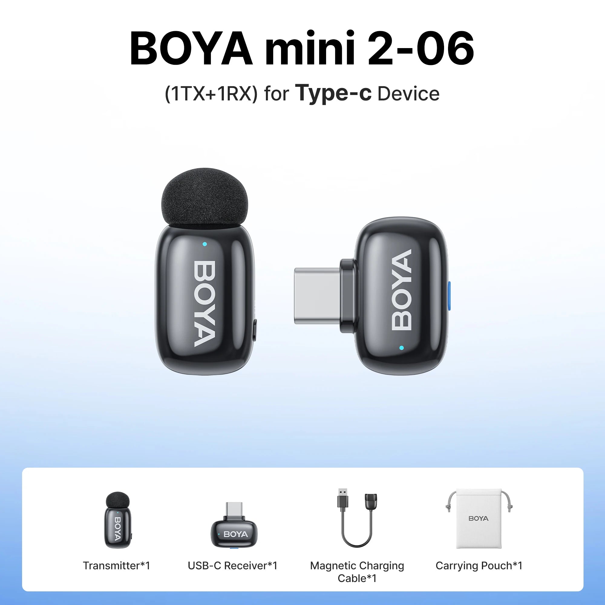 Mini 2 Wireless Lavalier Lapel Mini Microphone Noise Reduction for iPhone 6-17 USB-C Android SmartPhone PC Live Streaming