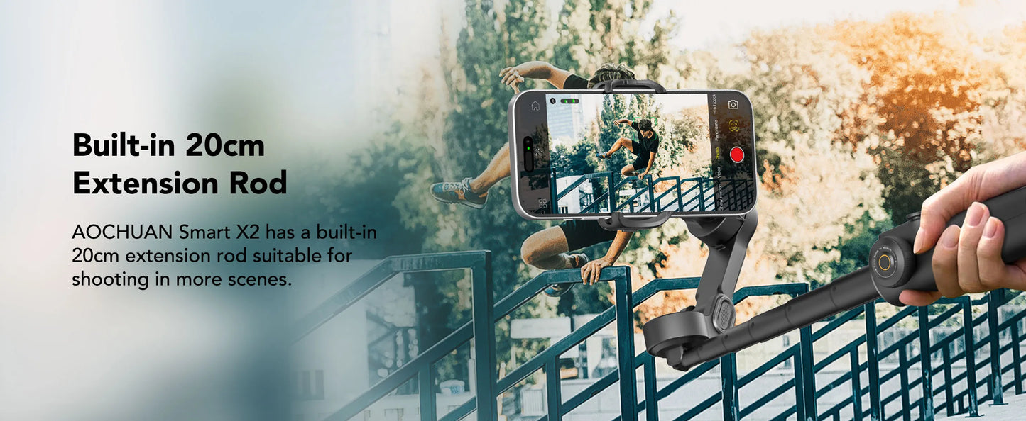 Smart X2 Black 3-Axis Handheld Gimbal Stabilizer With Extension Rod For iPhone And Android Smartphone Gimbal Stabilizer