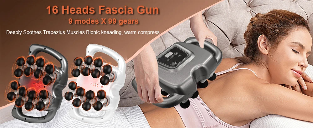 Fascia  16-Head Muscle Massage  Professional Body Leg Back Shoulder Waist Fascia  High Frequency Vibration Massager