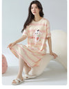 Women’s Cotton Nightgown – Korean Style Cute Print, Summer Short Sleeve Sleepwear Dress