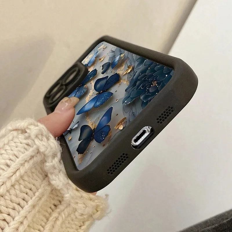 Glow In The Dark Butterfly Design Phone Case for iPhone 16 15 14 Plus Soft Cover