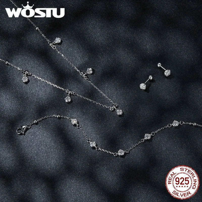 0.5CT Moissanite Bead Chain Necklace For Women 925 Sterling Silver Diamond Cut Starry moissanite Neckalces