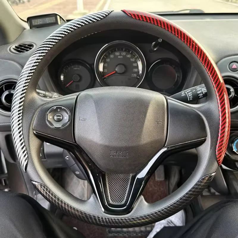 Carbon Fiber Silicone Car Steering Wheel Cover Anti Slip
