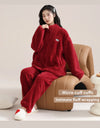 Women’s Winter Flannel Pajama Set – Thick, Soft Coral Fleece with Zipper & Oversized Fit