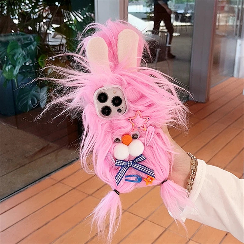 Cute Plush Monster Fluffy Halloween Case For iPhone 15 14 13 Pro Max Star Cartoon Anti-Drop Soft Protective Furry Cover