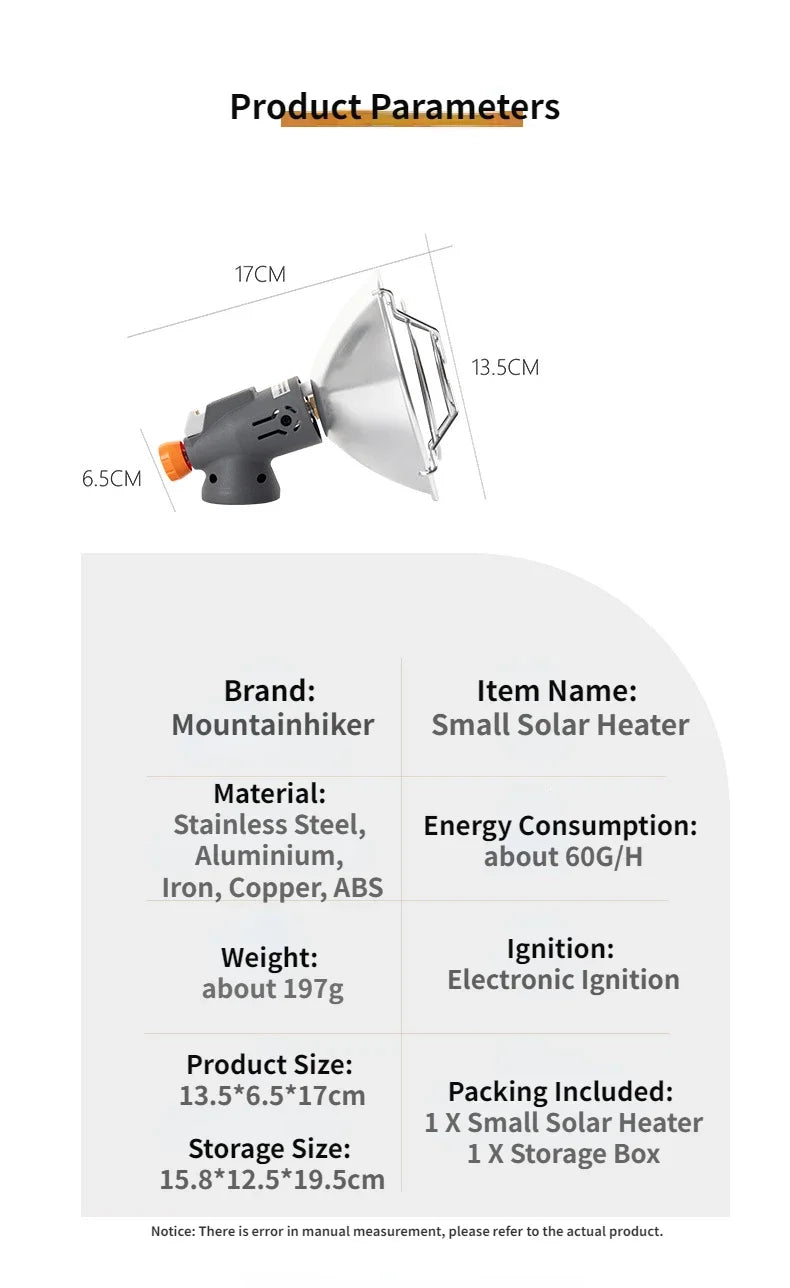 Portable Mini Sun Gas Heating Stove Solar Heater Outdoor Camping Heater Oven Mini Gas Small Sun Warmer Butane