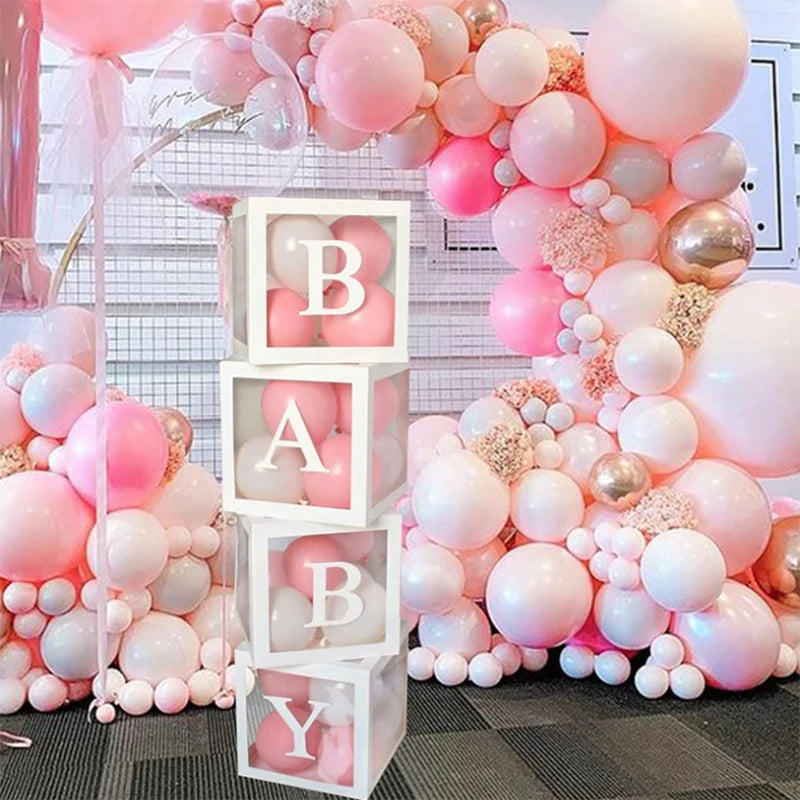 First Birthday Balloon Boxes For Party Decorations 1st Birthday Balloon Blocks Decor with ONE Letter Boy Girl Baby Shower Decor