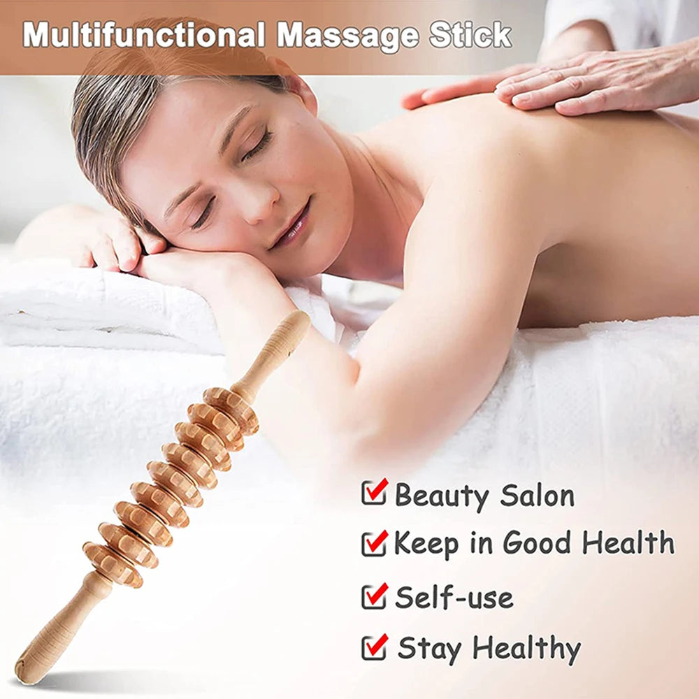 4 In 1 Wooden Therapy Massage Tools Anti Cellulite Massager Muscle Pain Relief Wooden Kit for Body Shaping & Sculpting