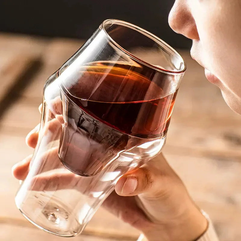 120/250/335ml Double-layer Glass Cup Hanging Ear Espresso Coffee Cup Anti-scalding Milk Brandy Wine Teacup Clear Mug Set