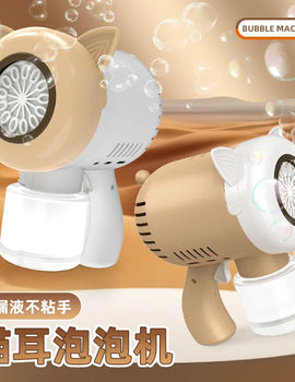 Cute Cat Electric Automatic Light Bubble Machine Bubbles Gun Summer Beach Bath Outdoor Game Fantasy Toys