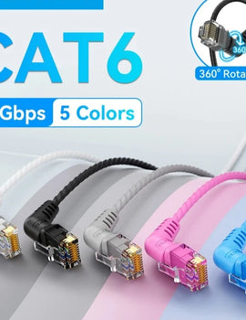 CAT6A Ethernet Cable 10Gbps 90/360 Degree Rotation CAT 6A Slim Networking Internet Lan Cord for PC PS4 Router RJ45 Cable