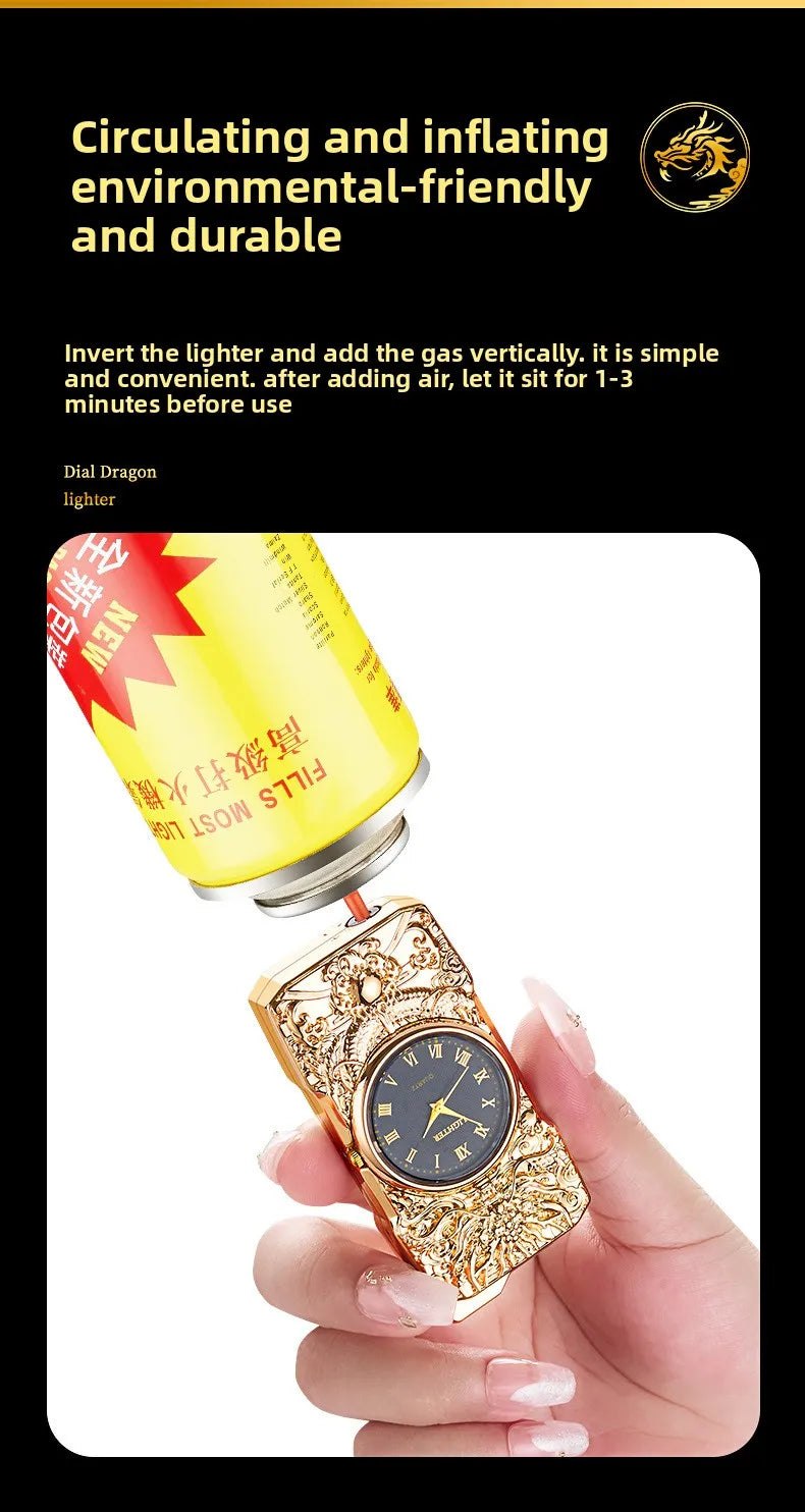 Personalized Quartz Dial Direct Flame Inflatable Lighter, Embossed Pattern To Give Boyfriend Exquisite Gifts, Cigarette Lighter