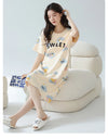 Women’s Cotton Nightgown – Korean Style Cute Print, Summer Short Sleeve Sleepwear Dress