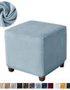 1PC Stretch Square Ottoman Stool Covers Super Soft Velvet stool Cover Elastic All-inclusive Footrest Slipcovers for Living Room