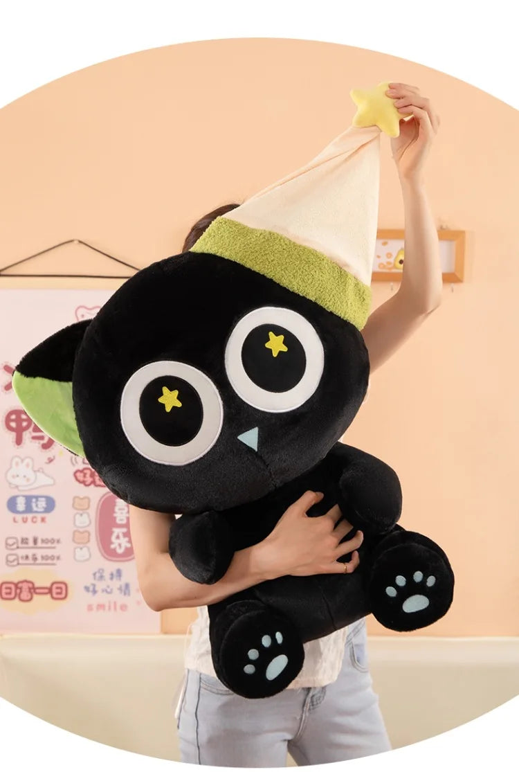 Kawaii Black Cat Plush Stuffed Doll Cloud Pillow Toy
