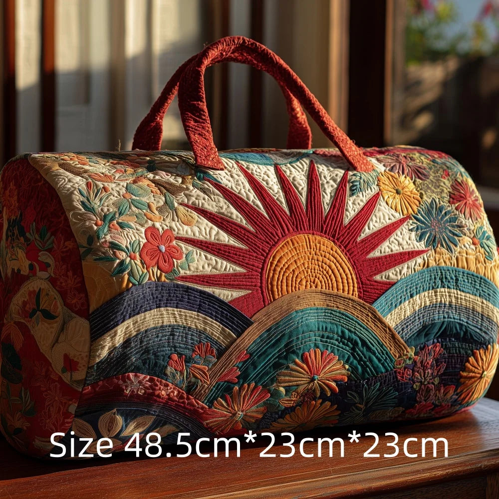 Hot Sale 3D Quilted Bag for Women Colorful Sun Pattern Travel Tote Bag Desert Cactus Forest Print Weekender Overnight Beach Bag