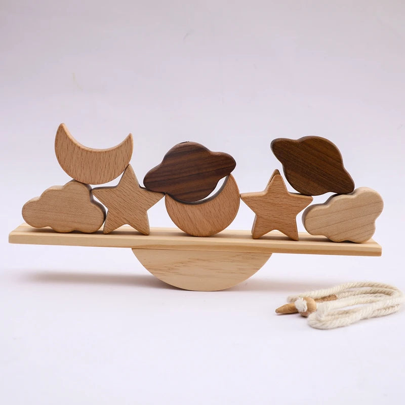 Baby Animal Threading Toys Wooden Seesaw Toys Blocks Board Games Montessori Hands-on Ability Educational Children Blocks Gifts