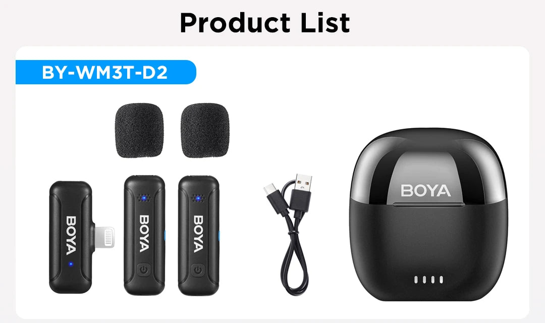 BY-WM3T Wireless Lavalier Lapel Microphone for iPhone Andriod Smartphone DSLR Cameras Live Streaming Youtube Recording Vlog