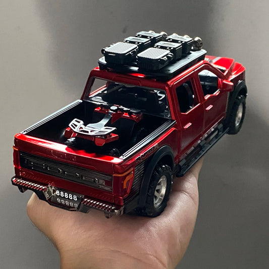 1:24 F150 Off Road Pickup Truck Alloy Diecast Metal Model Sound & Light Pull Back Toy Trendy Display Birthday Present For Friend