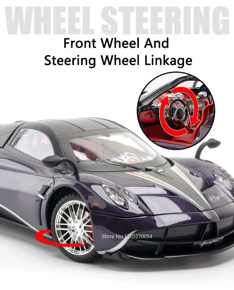 1:18 918 Spyder Martini Pagani Huayra Diecast Alloy Model Toys Car Doors Opened with Sound Light Miniature Vehice Adult Boy Gift