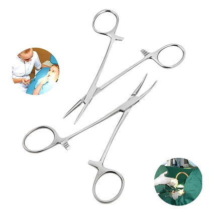 Stainless Steel Curved Tip and Straight Tip Forceps for Locking Clamp Hemostatic Forceps Arterial Forceps Clamp Fish Hook Pliers