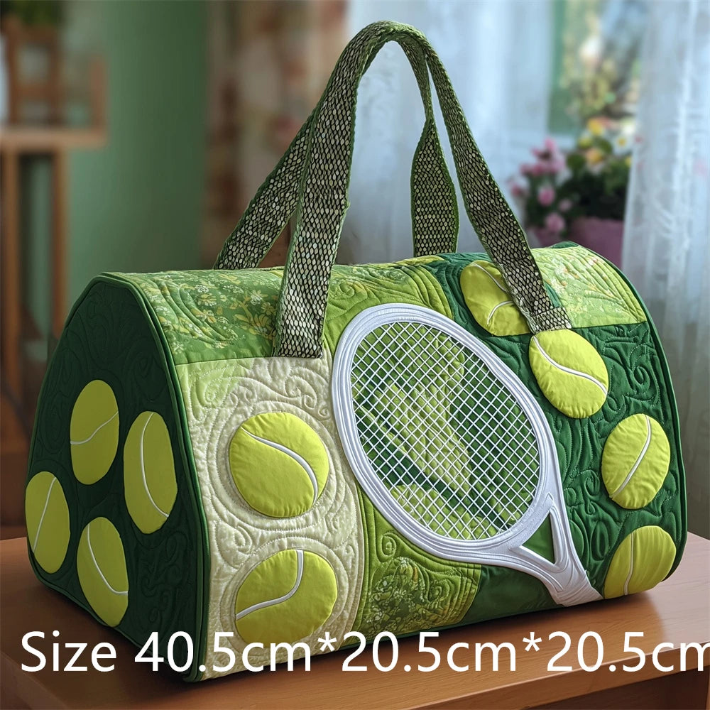 Tennis Racket 3D Printed Quilted Duffel Bag Large Capacity Sports Travel Gym Bag Fashion Weekender Overnight Bag for Men Women
