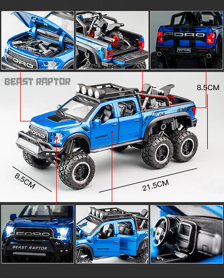 1:28 F150 Off Road Pickup Truck Alloy Diecast Model Car High Simulation Collections Home Trendy Toy Birthday Gift For Friend Boy