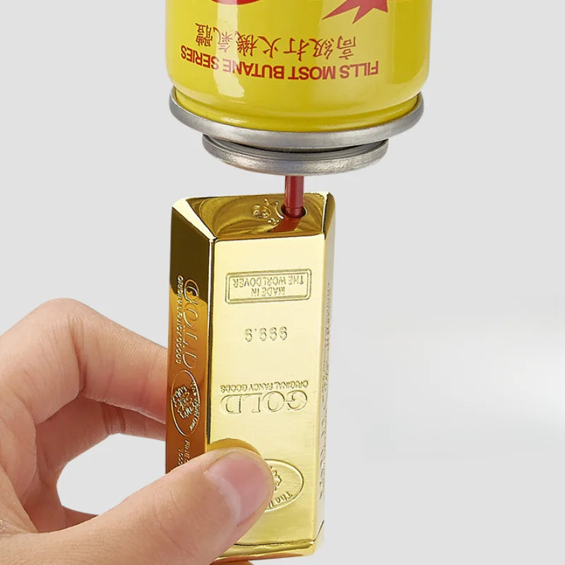 Gold Bar Gas Inflatable Lighter Cigarette Accessories Butane Lighters Metal Windproof Lighter Men's Luxury Lighter Gift Gadgets