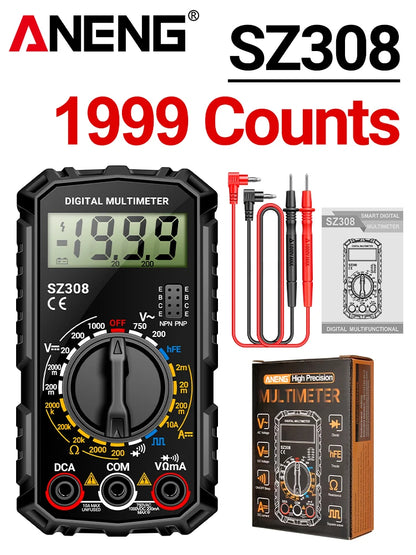 Square Wave Digital Tester 1999 Counts HFE Triode Buzzer Multimeter AC/DC Voltage 10A Current Multimeters Meter Tool