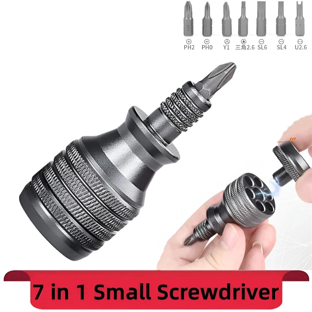 7 in 1 Mini Screwdriver Titanium Screwdriver 1/4 Inch Magnetic Phillips Torx Screw Driver Bit Kit Home Repair Tools