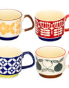 Japanese Flower Coffee Mug Set Retro Ceramic Milk Oats Mug Office Water Handgrip Cup Kitchen Party Drinkware Set 300ml