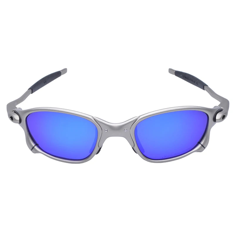 Polarized UV400 Road Bike Cycling Sunglasses – Silver Metal Frame Fishing Riding Eyewear