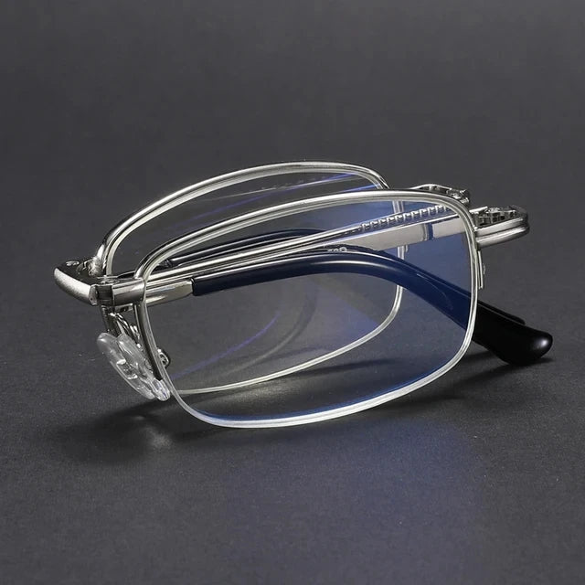 Pink Folding Reading Glasses with Blue Light Blocking Lenses and Alloy Frame