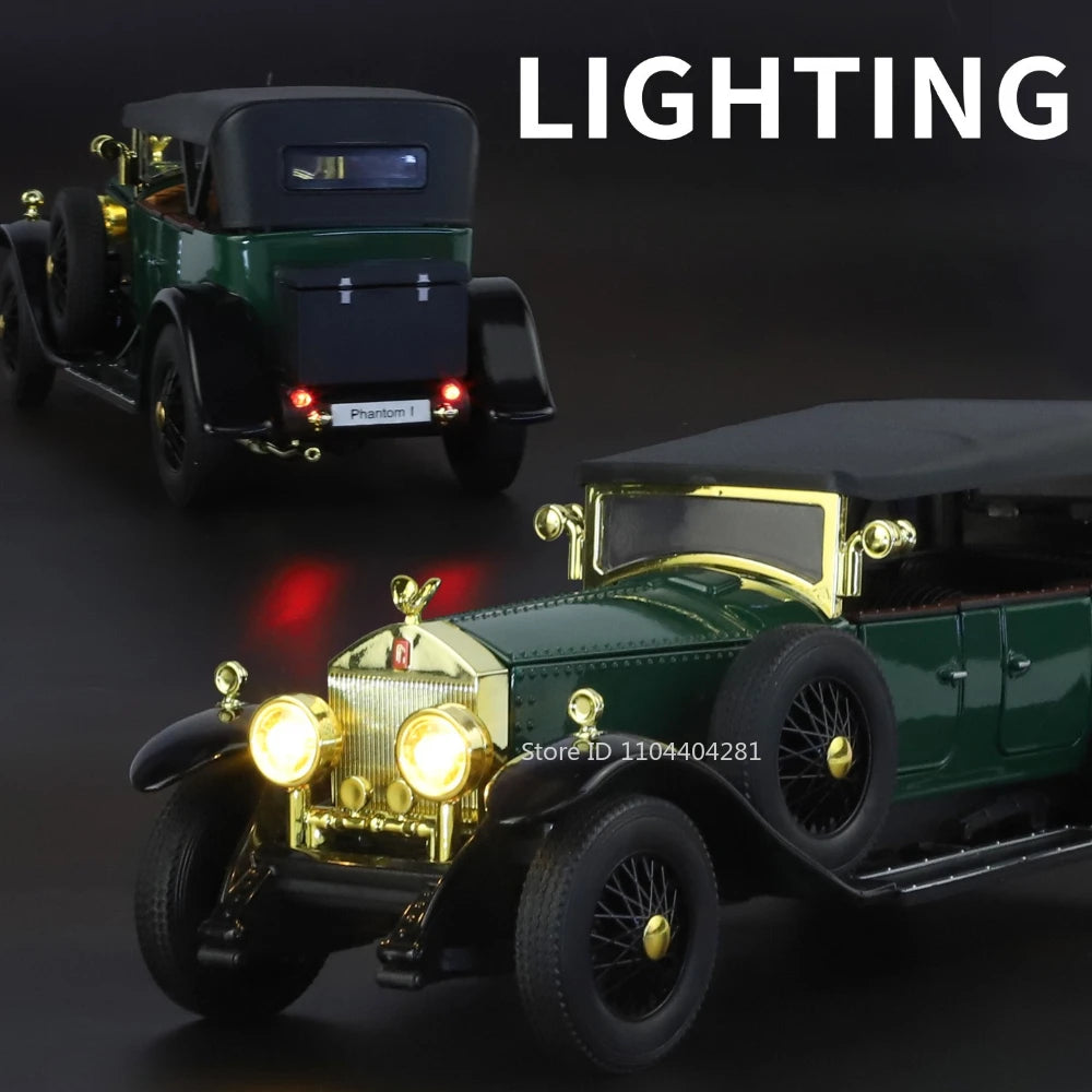 1:24 Phantom 300SL Alloy Diecast Vintage Car Miniature Model Toys Sound Light Pull Back Doors Opened Ornament s Festival Gift