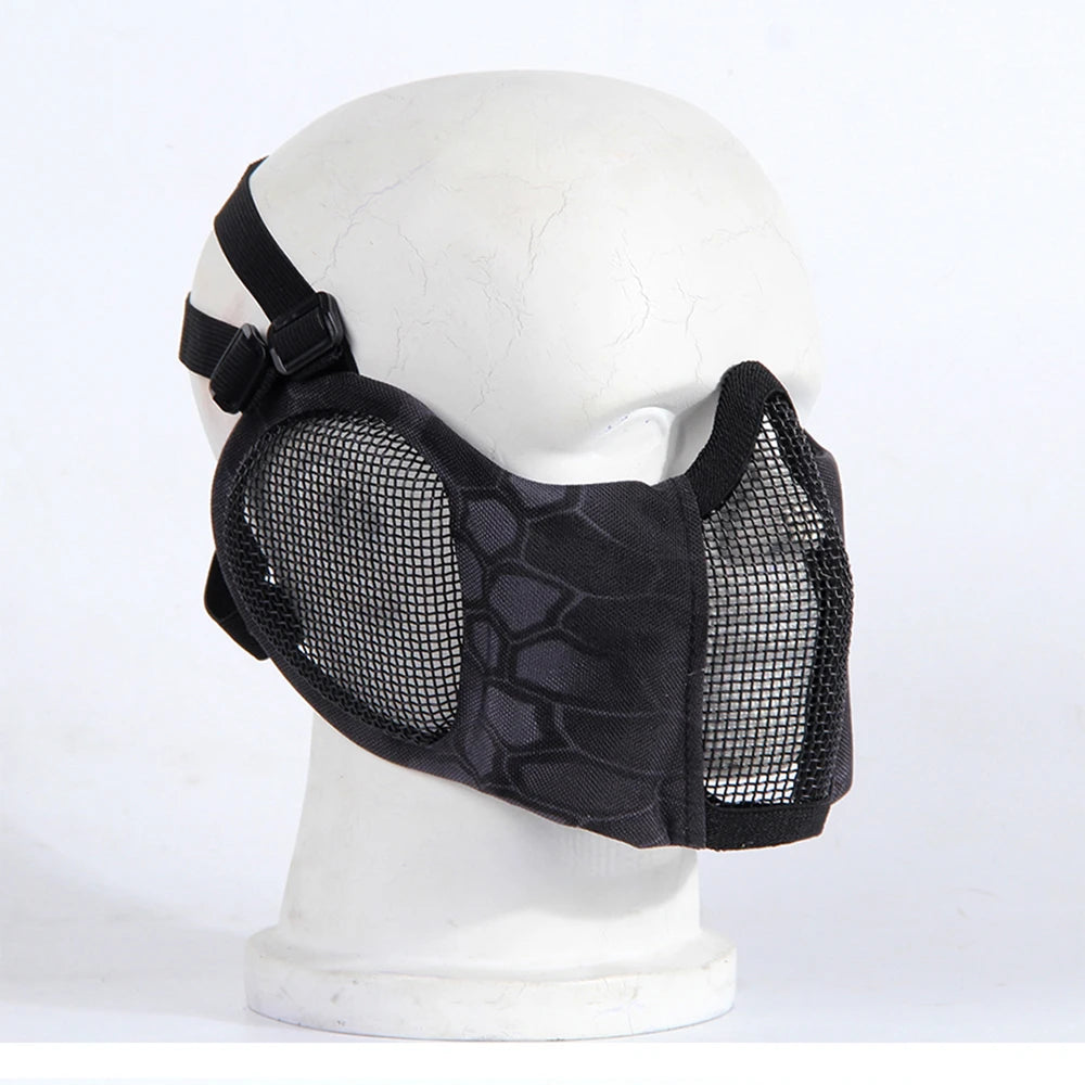 Tactical Airsoft Masks Metal Steel Net Mesh Protect Ears Mask Field Hunting Outdoor War Games Tactical Shooting Paintball Mask
